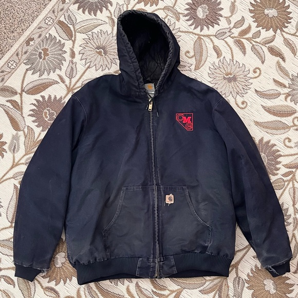 Vintage Carhartt Coat Jacket Distressed Duck Canvas Blue XXXL 3XL Tall 3XLT - Picture 2 of 8